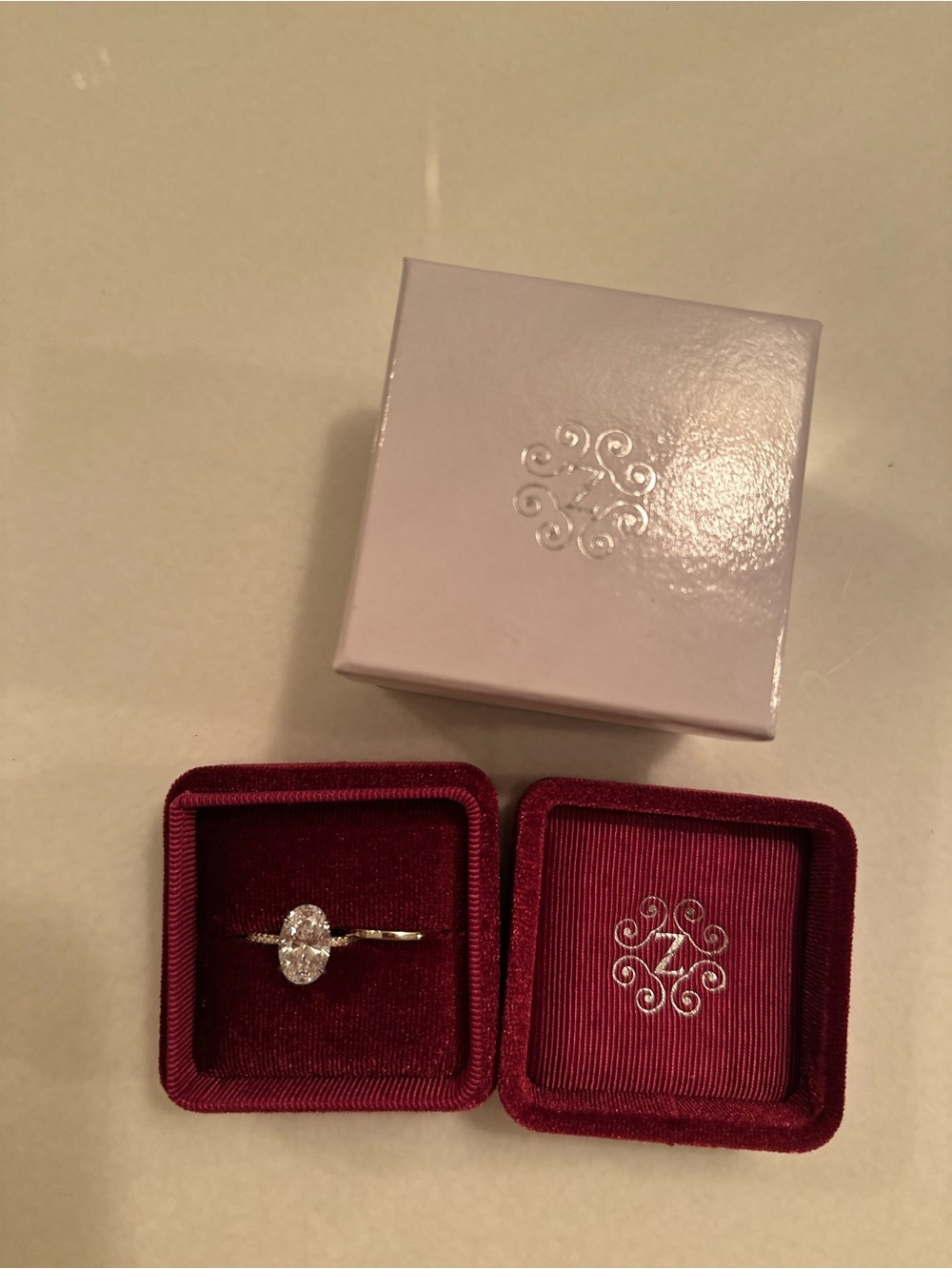 Oval Solitaire Engagement Ring (Yellow + White Gold) & Yellow Gold Eternity Band